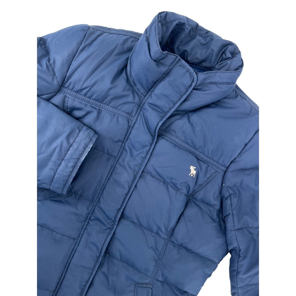 Abercrombie & Fitch Womens Navy Blue Quilted Puffer Jacket Large Moose Logo down